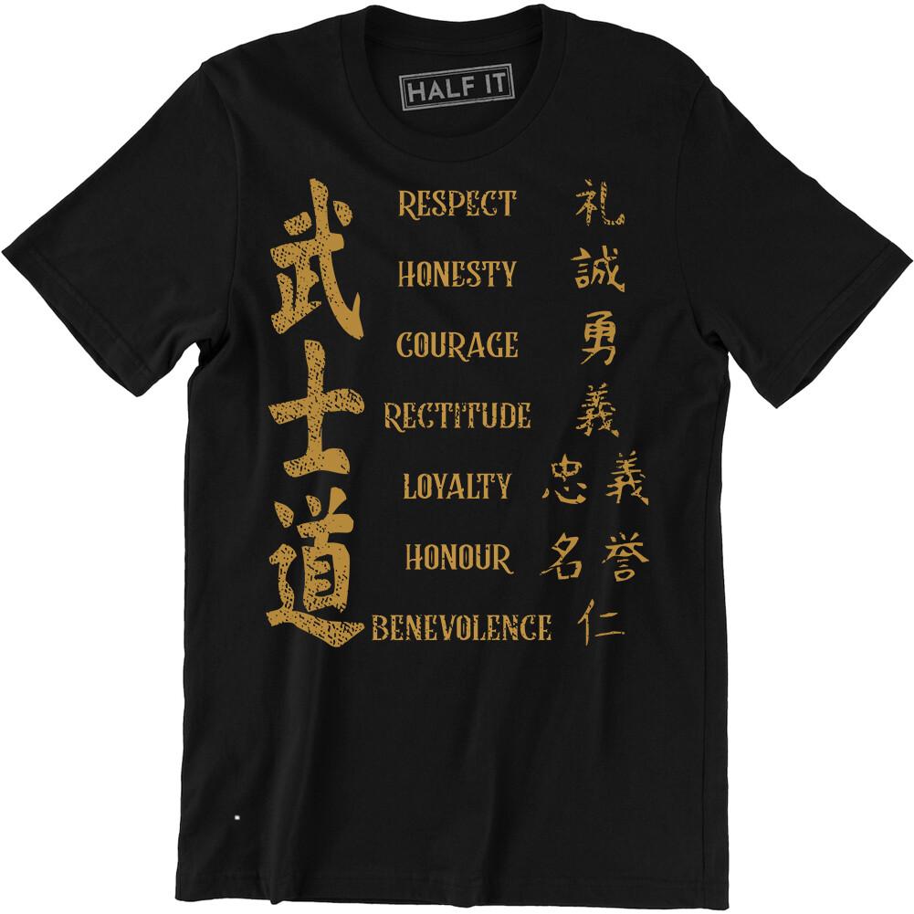 The Code Of Samurai Respect Honesty Courage Rectitude Loyalty Slogan Quote Tee XXXXL