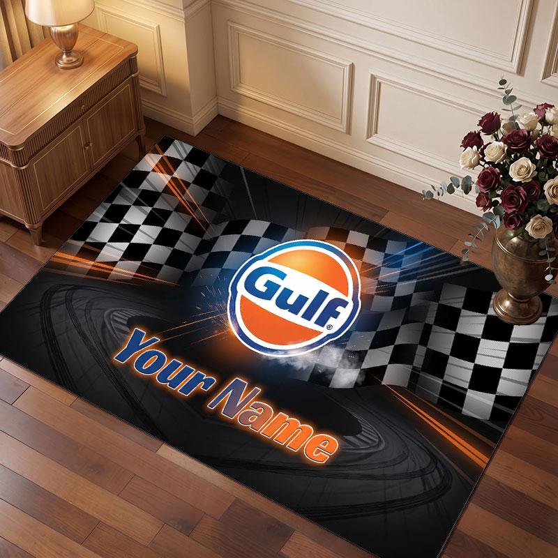 Gulf Personalized Crystal Velvet Carpet, Customized Name Text Soft Anti‑Slip Rug for Living Room Bedroom