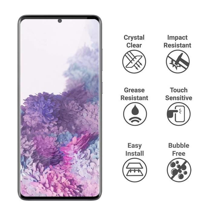 Coque de protection - Phonillico® - Samsung Galaxy S20 PLUS - Silicone Souple - Verre Trempé - Noir