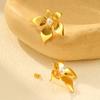 Light Luxury 18K Gold Plated Flower Earrings Stainless Steel Imitation Pearl Earrings for Women Fashion Personality Jewelry