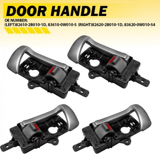 Interior Handle Door Driver&Passenger Side Silver For 2007-2012 Hyundai Santa Fe