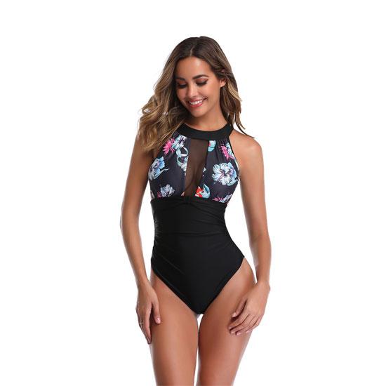 

Европейская и американская женская мода Цельный купальник-бикини Монокини с контролем живота Сексуальная сетка Прозрачный купальный костюм с горячими источниками Купальник с принтом XL белый