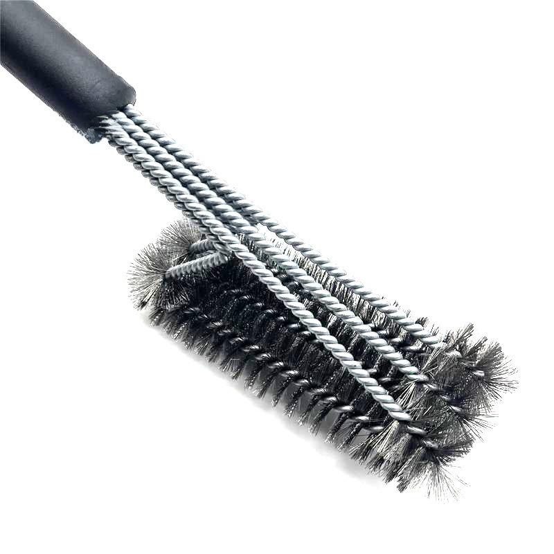 Triple-Head Stainless Steel Grill Cleaning Brush - BBQ Wire Brush Tool
