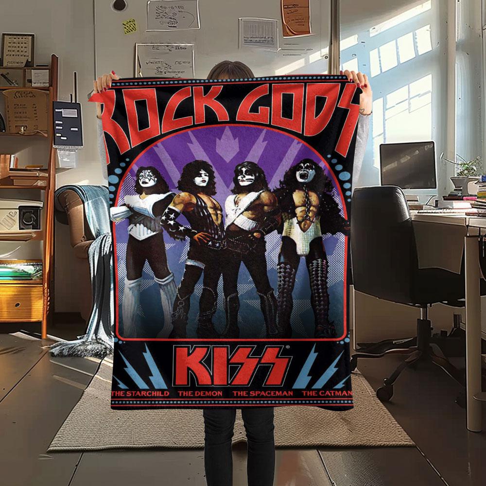 KISS rock band printing Flannel Blanket Bedroom Sofa Camping Warm blanket Gifts for family and friends-MJ002