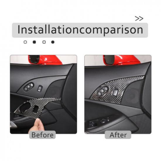 Carbon Fiber Interior Door Lock Panel Trim Sticker For Corvette C6 2005-2013