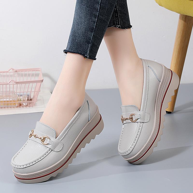 Spaltleder Damen Freizeitschuhe Designer Flache Plateau Slipper für Damen Keilabsatz Sneaker Slip-on Damen Mokassins