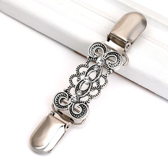 Sweater Duck Mouth Clips for Cardigans Vintage Shawl Cloak Clasp Rhinestone Cinching Clip for Women Shawl Shirt Dress
