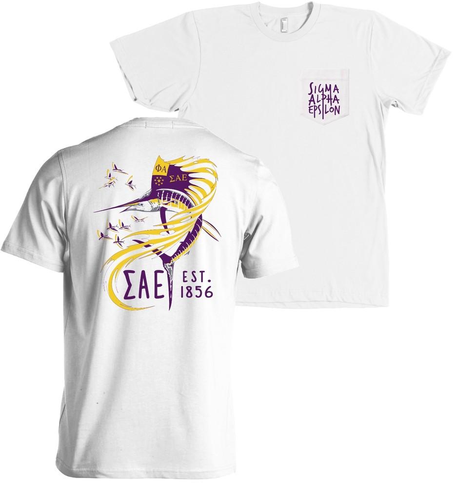 Sigma Alpha Epsilon Bella + Canvas POCKE SAE Nautical Fish MORE COLORS Unisex T-Shirt