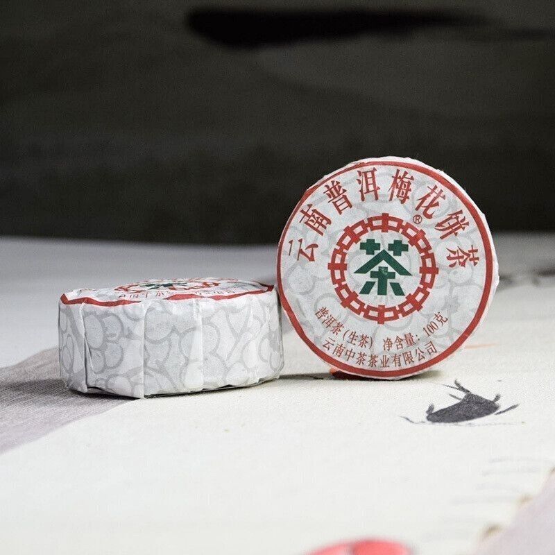 Chinese Tea 2019 Plum Blossom Cake Pu'er Raw Tea Cake 100g Yunnan Pu'er Tea