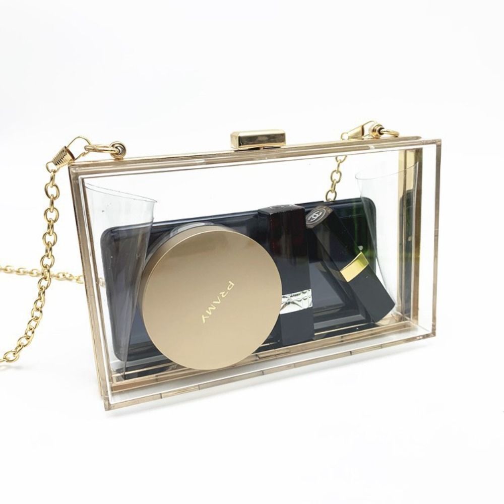 Borsa Scatola Acrilica Trasparente Borsa Estiva da Donna Borse da Viaggio Banchetto Borsa a Tracolla Esterno