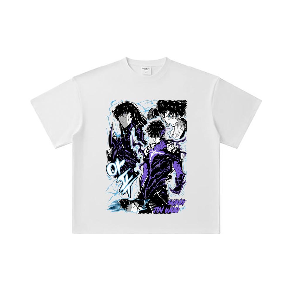 260 GSM Double Yarn 32 Count 100% Cotton Solo Leveling V18 Print Unisex Heavy Cotton T Shirt… More