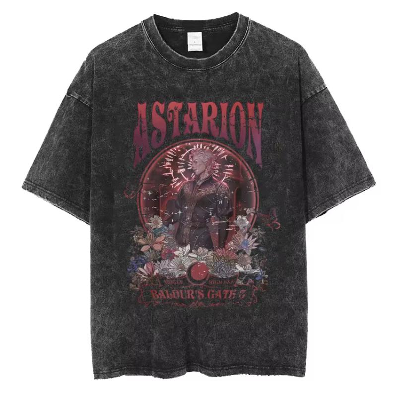 Astarion Girl Dinner Graphic T Shirt Baldurs Gate 3 Fan Gamer Washed T Shirts Women Men's Vintage Gothic Cool T-shirt
