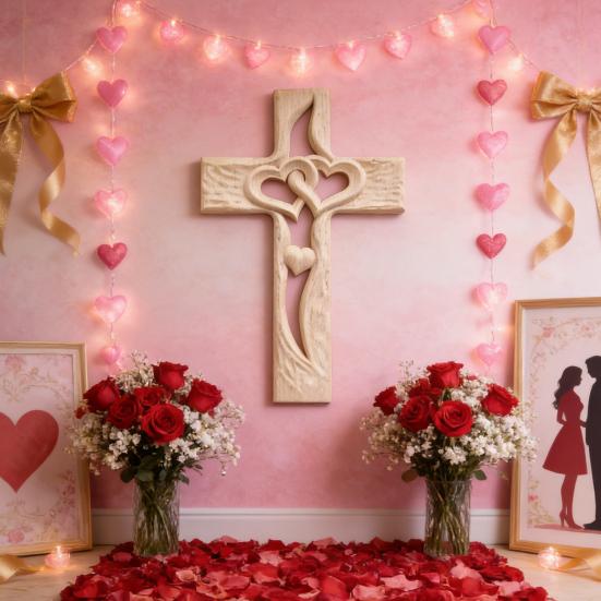 Propletená srdce Dřevěná nástěnná dekorace Ručně vyřezávaná Dvojitá srdce Nástěnná socha Domácí obývací pokoj Nástěnná závěsná Křesťanská náboženská ozdoba