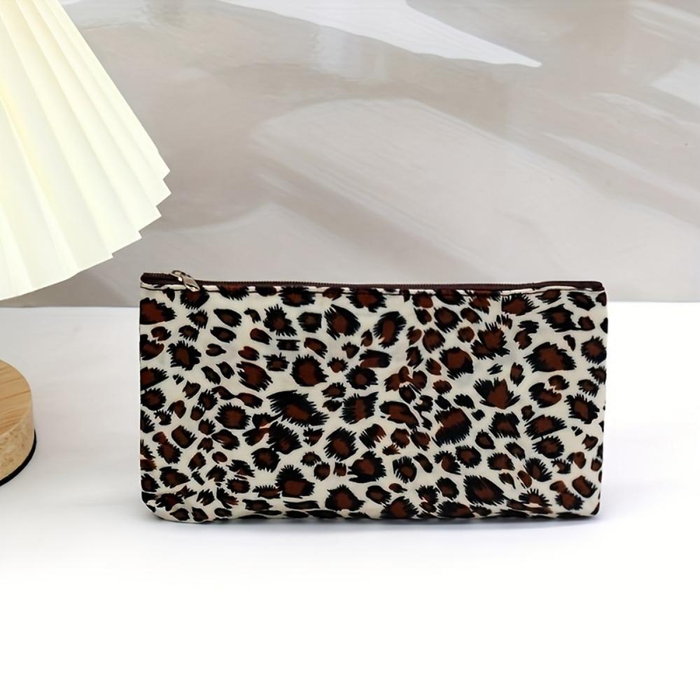 Makeup Bag Leopard Print Makeup Bag Horizontal Square Zipper Women's Makeup Bag