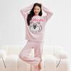 Cozy Husky Print Velvet Pullover Pajamas Set for Women & Couples, Suitable for Indoor & Outdoor Wear