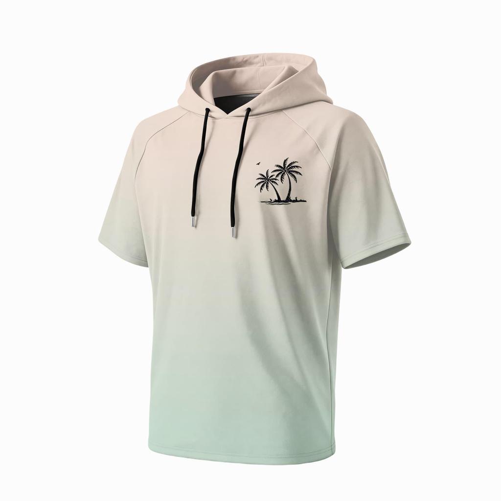Men's Summer Quick Dry Short Sleeve Hoodie UPF 50 Plus Sun Protection Lightweight Fishing Sports Hooded Shirt