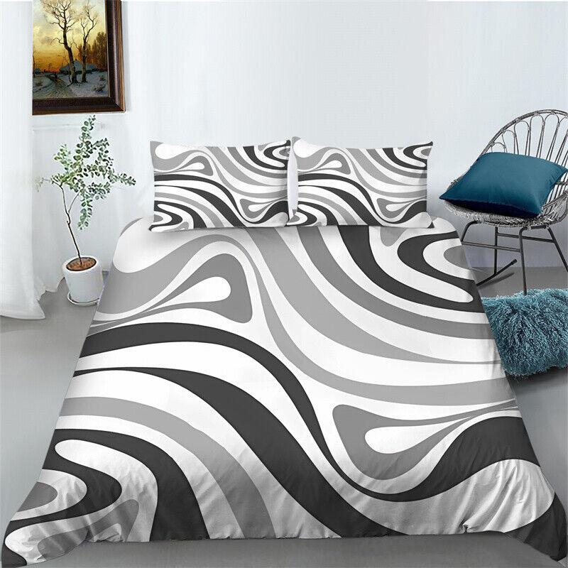 Bettwäsche-Set mit Steppdecke/Bettdecke/Doona-Bezug und Kissenbezügen im Leoparden- und Zebramuster