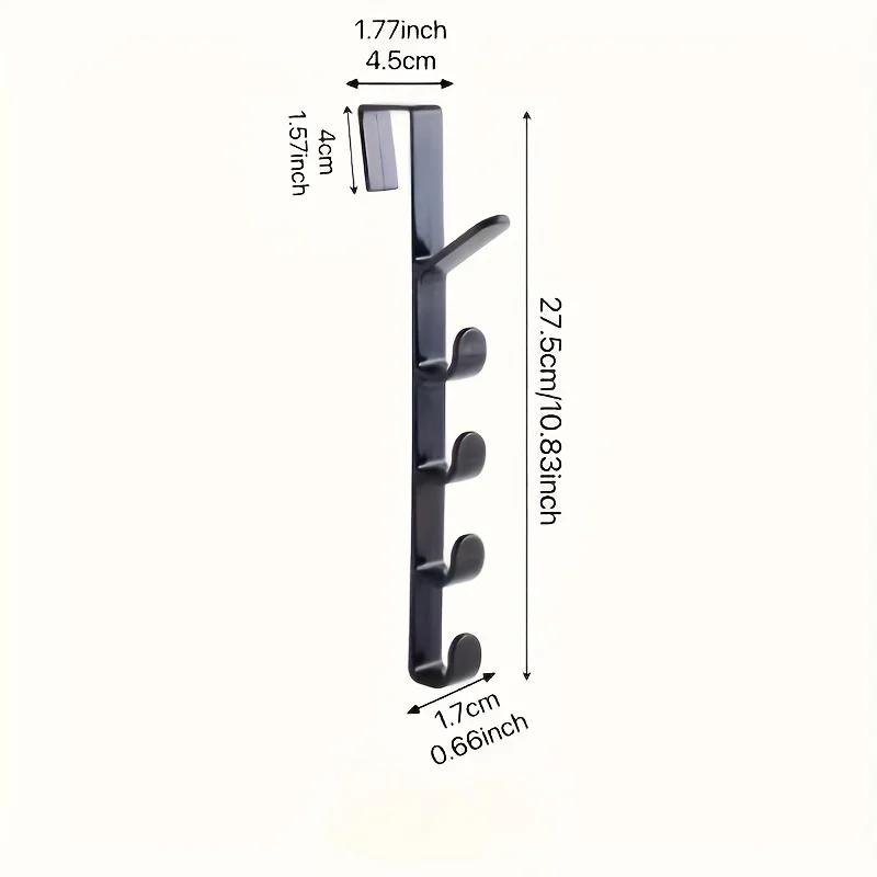 4pcs Set - 5-Hook Door Hook Back Pocket Storage Rack | Household Bathroom Storage Organizer for Bathrooms, Bedrooms