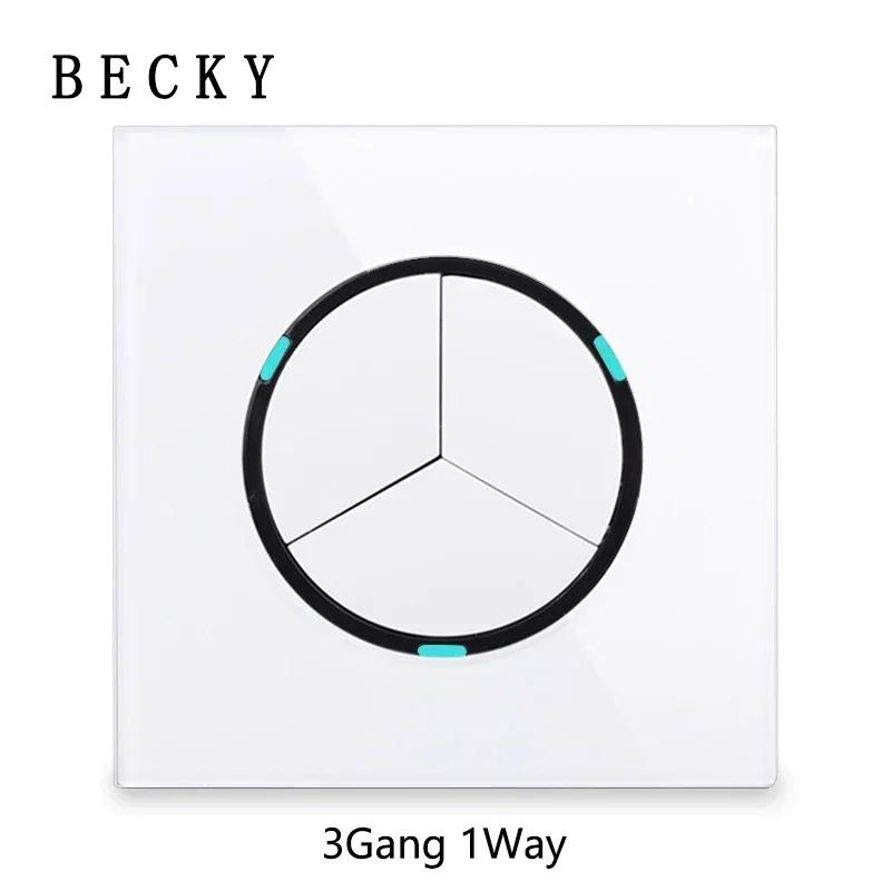 White Light for Glass Panel Switch Button, EU UK Standard Round Reset Point Switch, Bedroom Usb Switch Socket1-4gang AC110V-250V