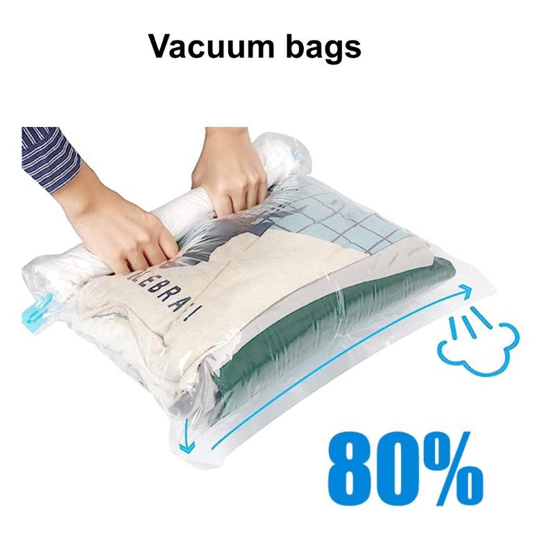 

Travel Compression Bags for Luggage Roll Up Space Saver Bags Portable Clothes Organizer Suitcase Camping Reusable Hand Rolled Vacuum Storage Bag 35*50cm 50PCS