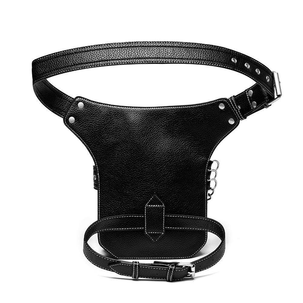 Steampunk Fanny Pack, Men's Rivet Chain Rock Motorcycle Fashi Crossbody Bags, Outdoor Street Trendy Leather Waist Thigh Bags