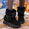 2026 Winter New Short Plush Thick-soled Women's Snow Boots Metal Belt Buckle Ankle Boots Fluffy Furry Women's Cotton Shoes