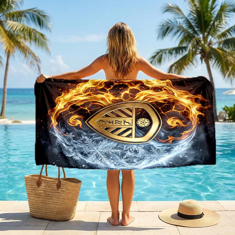 Asciugamano da Spiaggia Leeds United Football Morbido Microfibra Asciugamano Estivo Asciugatura Rapida Assorbente per Spiaggia Piscina Viaggio