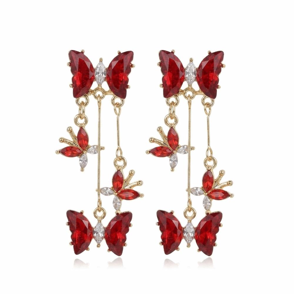 Elegant Crystal Tassel Earrings Zinc Zinc Alloy Dangle Earrings Long Drop Earrings Party Occasions красный