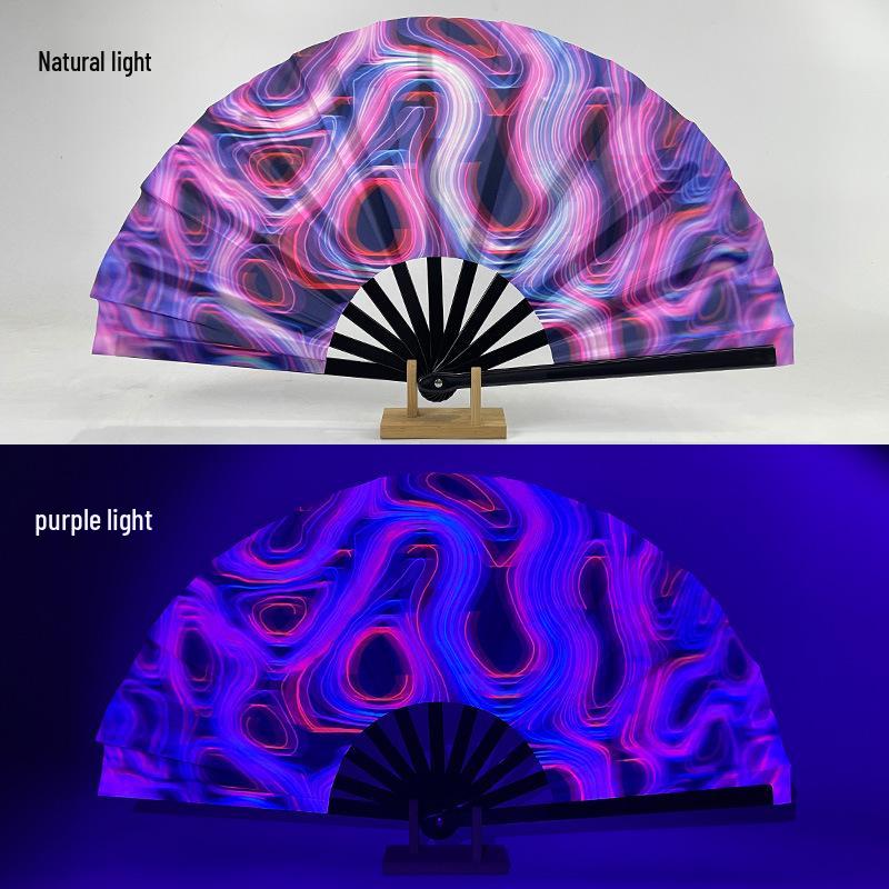 Leuchtender faltbarer Kung-Fu-Party-Fächer mit UV-fluoreszierender Leuchtkraft