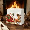 Christmas Home Decor Wooden Tissue Holder, Napkin Dispenser with Santa Gingerbread House Elk Rack Pattern, Decorative Organizer for Dining Table