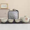 Xiao Ci Xiao Qu Zisha Travel Tea Set with Beige Ru-Style Glaze (1 Pot, 3 Cups)