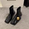 Ladies Shoes Side Zipper Women'S Boots Fashion Metal Decoration Modern Boots Women New Square Toe Shoes For Women