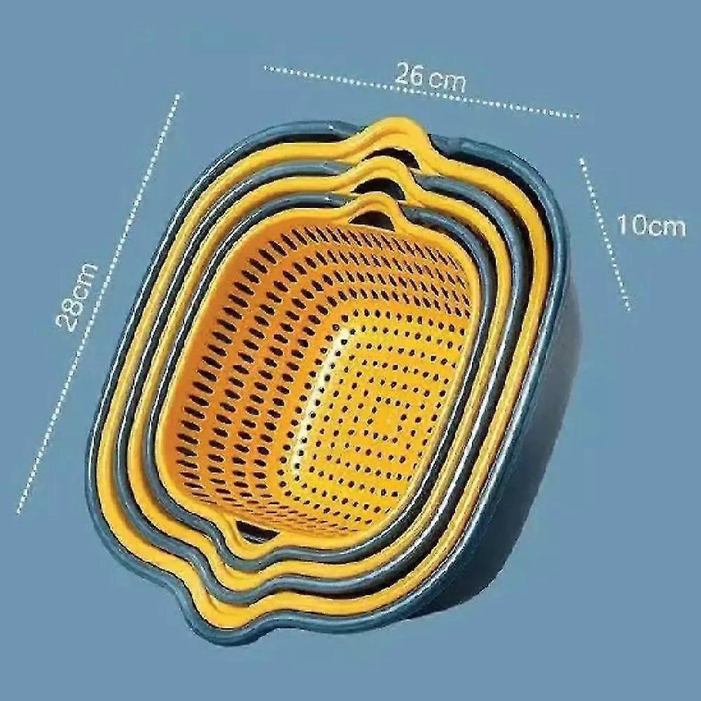 Kitchen Colander Bowl Pasta Strainer Plastic Fruit Bowl Colanders Three-Layer Draining Bowl Vegetable Washing Basket - GXCC