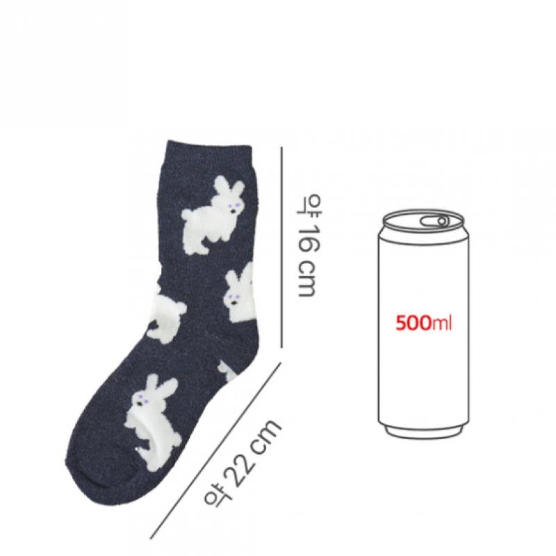 Daiso Pattern Full Pile Socks Navy