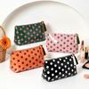 PVC Retro Polka Dots Cosmetic Bag Fringed Waterproof Zipper Makeup Organizer for Women Daily Skincare Carry