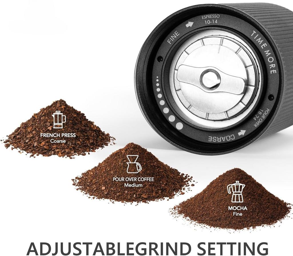 Manual Coffee Grinder Stainless Steel Conical Burr Capacity 25g Hand Coffee Bean Grinder Double Bearing Positioning