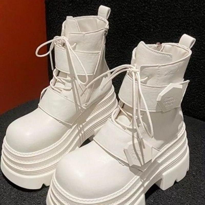 Fashion 2025 New Women's Heighten Design Short Boots Gothic Shoes Street Fashion Lady Rock Boots Platform Punk Style Women Shoes British Style White