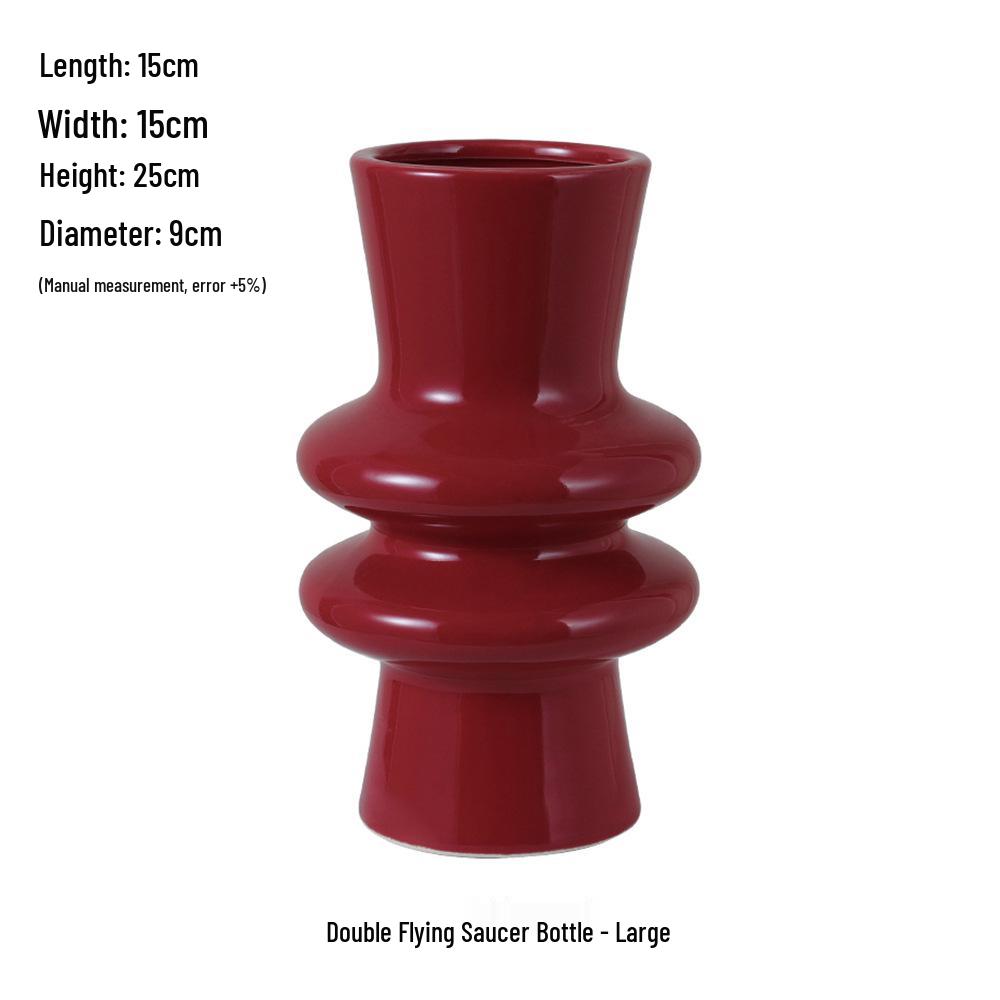 Čínská červená keramická váza ze poloviny století - Novoroční speciální ozdoba pro obývací pokoj nebo svatební aranžmá ze sušených květin