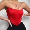 Shiny Satin One-Shoulder Navel-Baring Backless Top - Playful European & American Style for Women