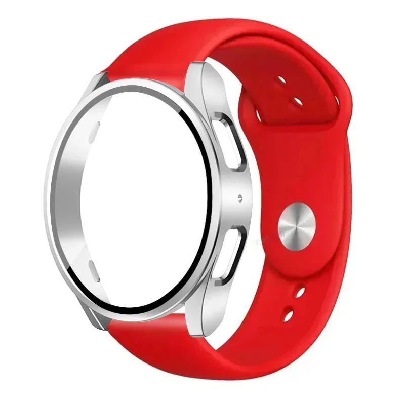 Case+Strap for Samsung Galaxy Watch 7 5 6 40mm 44mm Silicone Band 20mm Bracelet Tempered Glass Screen Film Case Protector Cover