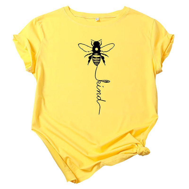 Women's Bee Printed Crew Neck T-shirts Featuring Soft Cotton Fabric For Comfort