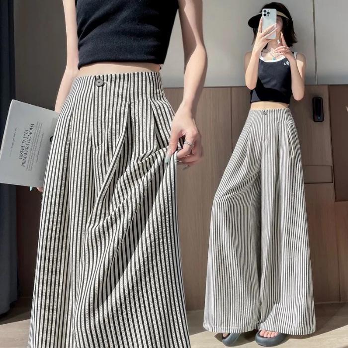 Women s Striped High-Waisted Wide-Leg Pants - Summer 2025 Collection L
