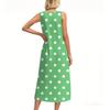 Women's Summer Polka Dot Print Dress Sleeveless Button Down Casual Loose Long Beach Sundress