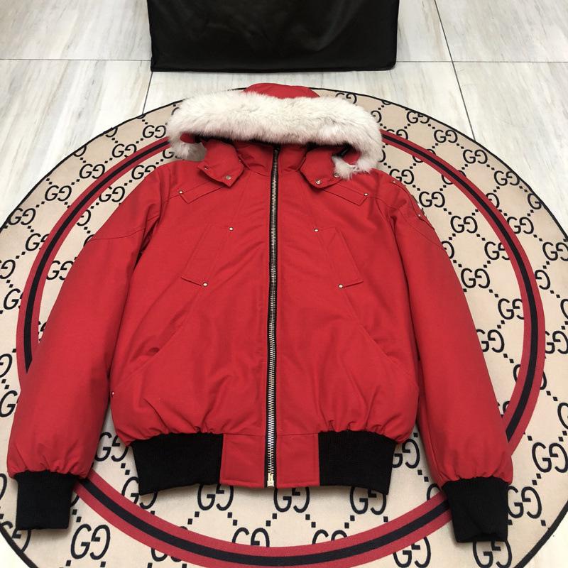 Męska kurtka puchowa z kapturem Moose z kołnierzem z futra lisa