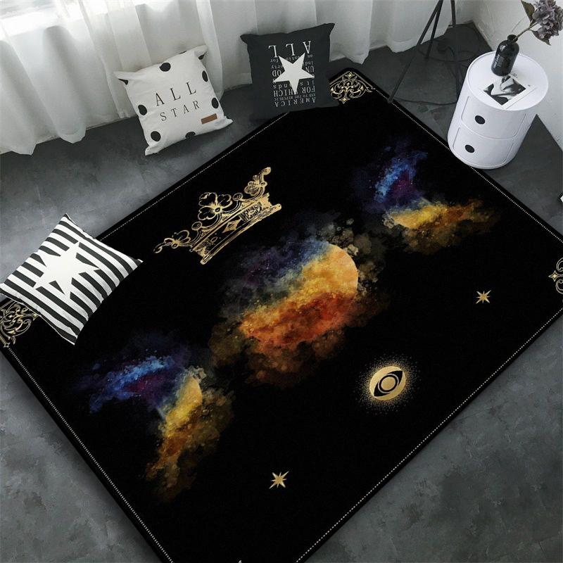 Triple Moon and Pentagram Altar or Tarot Witchy Floor Mat Black Witch Rug Gothic Decor Phases Divination Runic Carpet