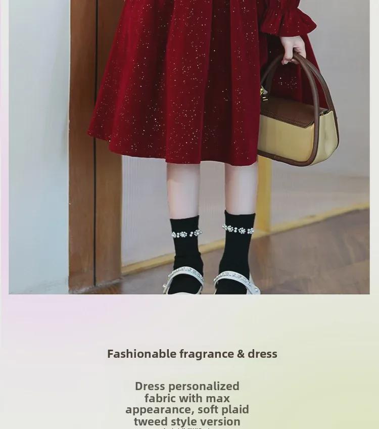 Stylish 2023 Autumn & Winter Girls' Long Sleeve Princess Dress with Velvet