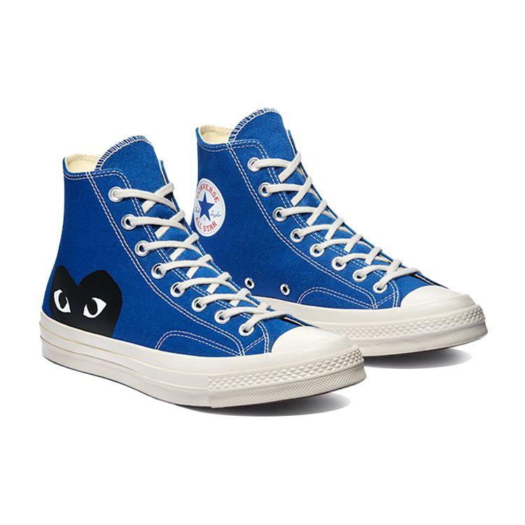 Comme des Garçons PLAY x Converse Chuck 70 High Blue Quartz Unisex Sneakers Egret Black 171846C