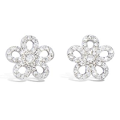 [L7440] - Silver Earrings 'Flora' Silver White (rhodium-plated) - 10 Mm