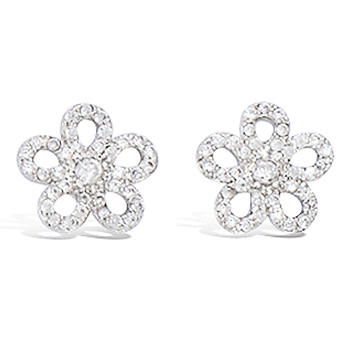 

Les Trésors De Lily [L7440] - Boucles Argent Flora blanc argenté (rhodié) - 10 mm