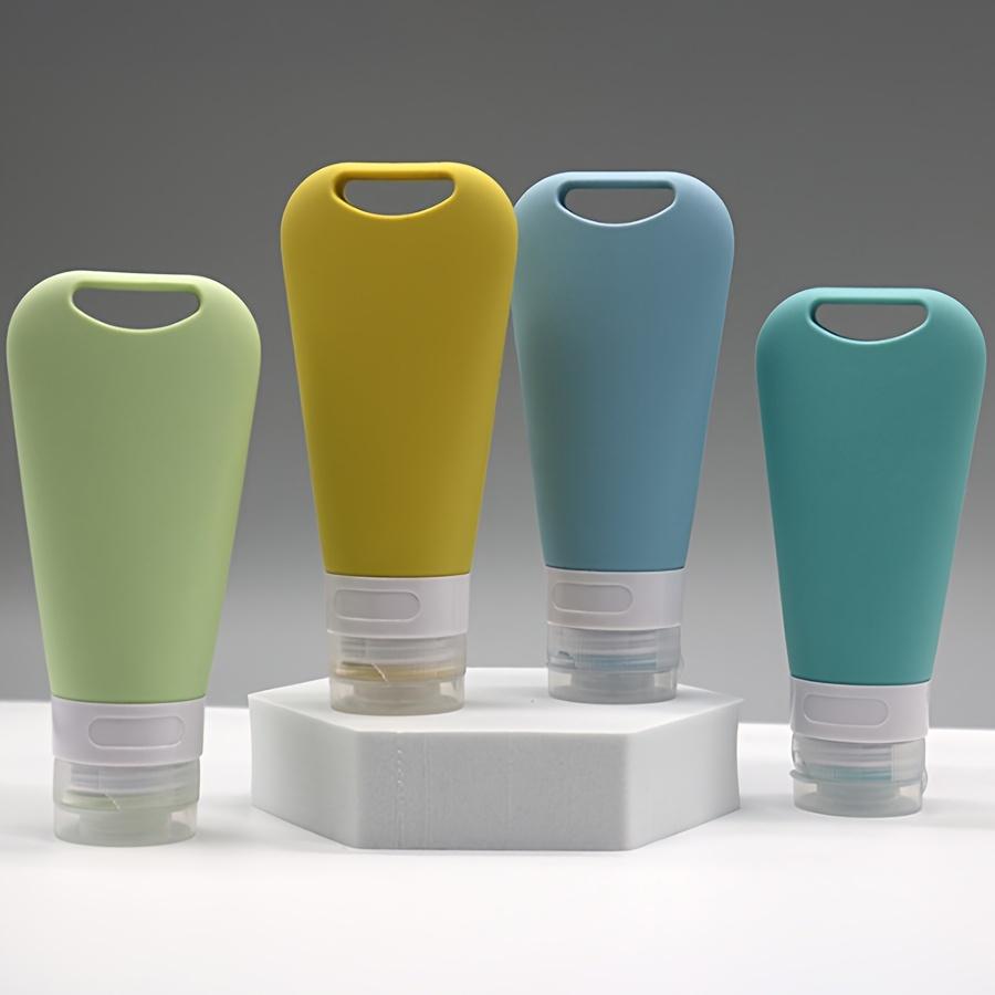 90ml Silicone Hanging Fan Shaped Dispensing Bottle Travel Cream Jar with Carabiner and Sticker Set Cosmetic Storage Container